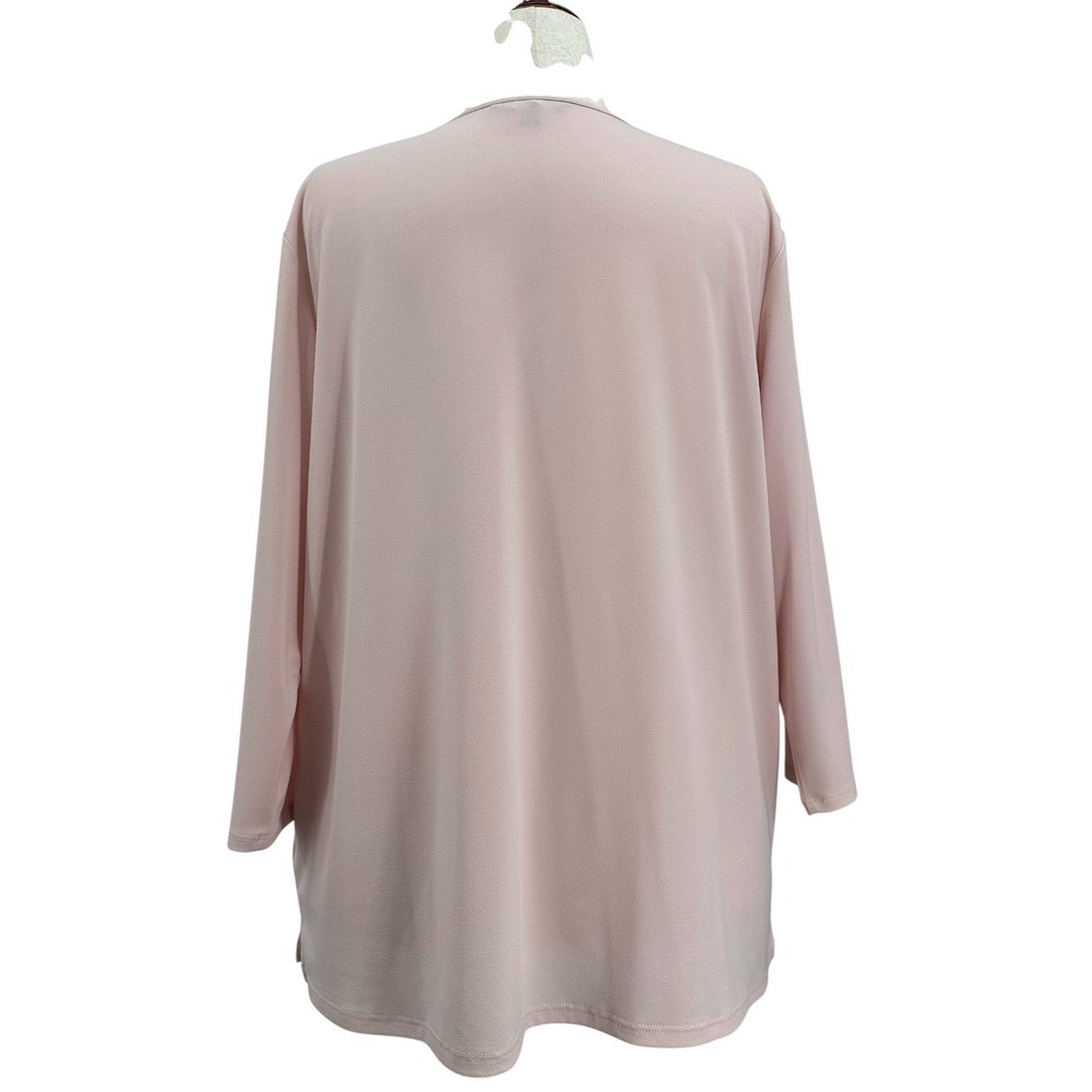 Banana Republic Blush Pink Satin Trim V-Neck Blouse Long Sleeves Women's XL - Picture 3 of 10